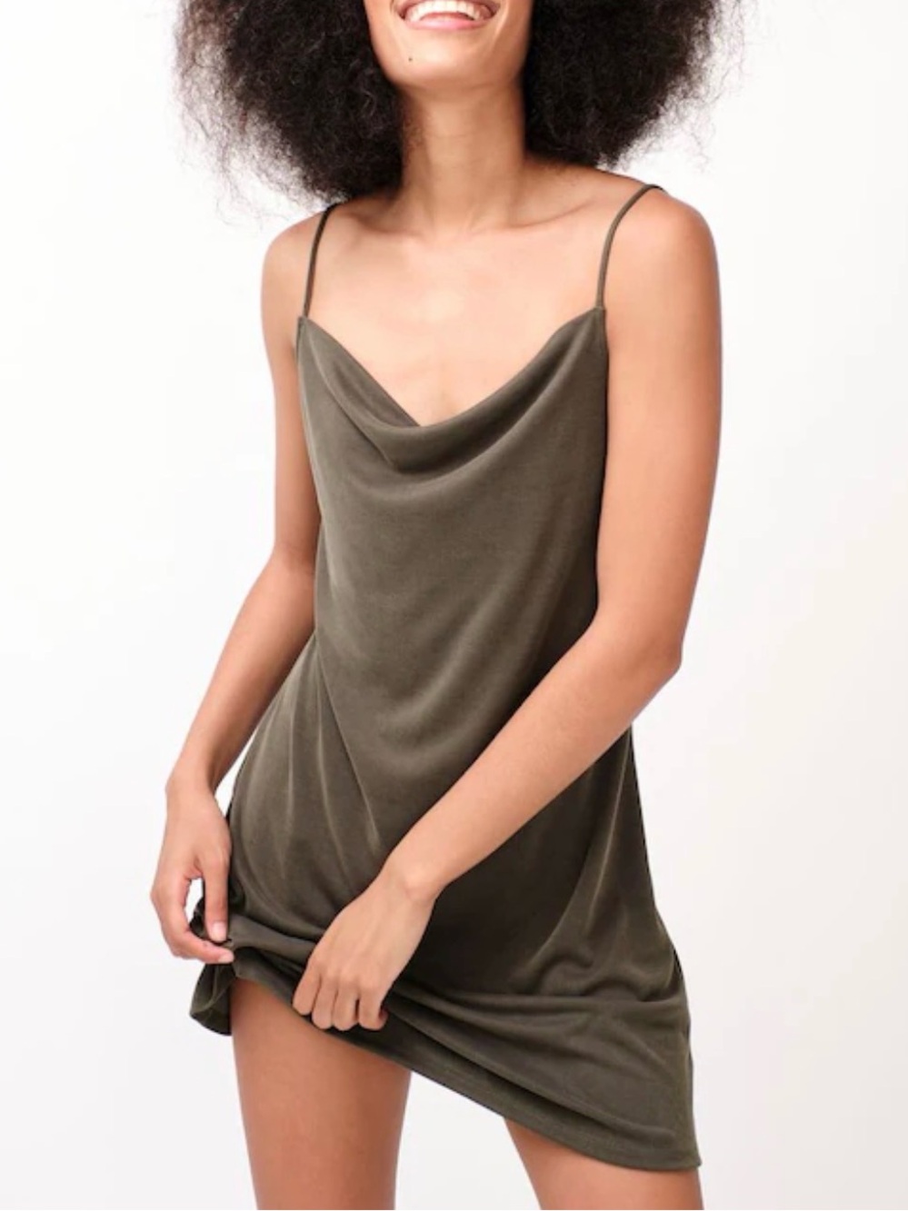 Aeropostale Olive Green Square/Cowl Neck Slip Dress NWT